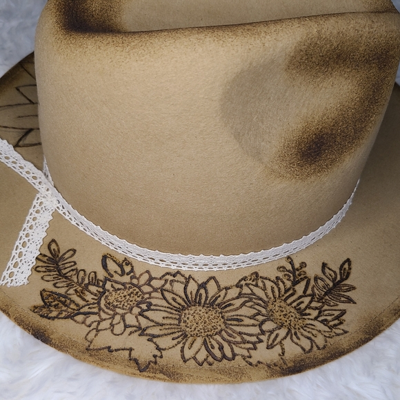 One of a Kind Burned and Torched 100% Wool Hat Fedora - Picture 3 of 10